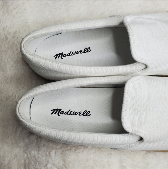 Madewell Sidewalk White Cream Canvas Gum Sole Slip On Sneakers - Picture 11 of 14